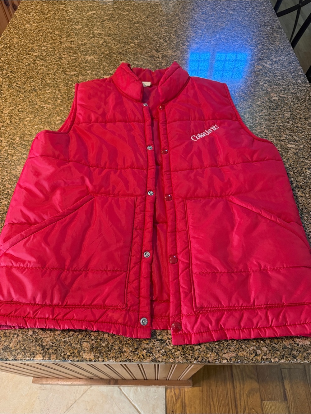 Coca Cola Bright Red Quilted Vintage Vest
